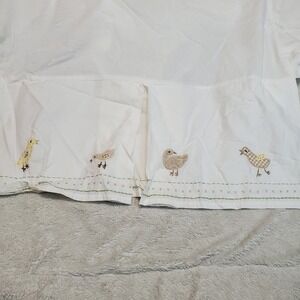 Pottery Barn Kids White Brown Lamb Sheep Embroidered Baby Crib Bed Skirt Duster